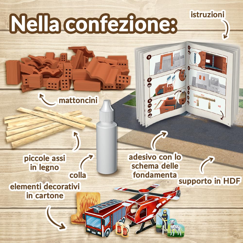 Brick Trick Trefl Caserma dei Vigili del Fuoco/Fire - Costruisci con i Mattoncini, Veri Mattoncini ECO, 190 Mattoni, per Bambini dai 6 Anni