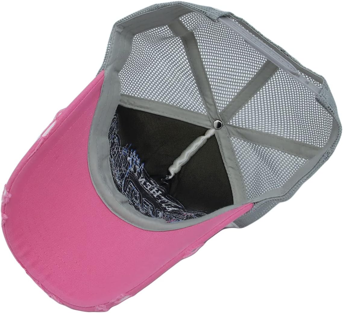 WITHMOONS Meshed Baseball Cap Distressed Trucker Hat Star KR1185