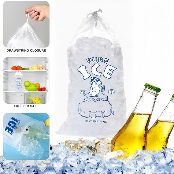 10PCS Ice Bags with Drawstring,Reusable Ice Cube Bags,Heavy Duty Ice Bags Can Withstand 8 Pounds,Ice Bags for Ice Cubes,Ice Cube Bags for Freezer,Ice Bags for Ice Cubes,Ice Cube Freezer Bags(8 LBS)