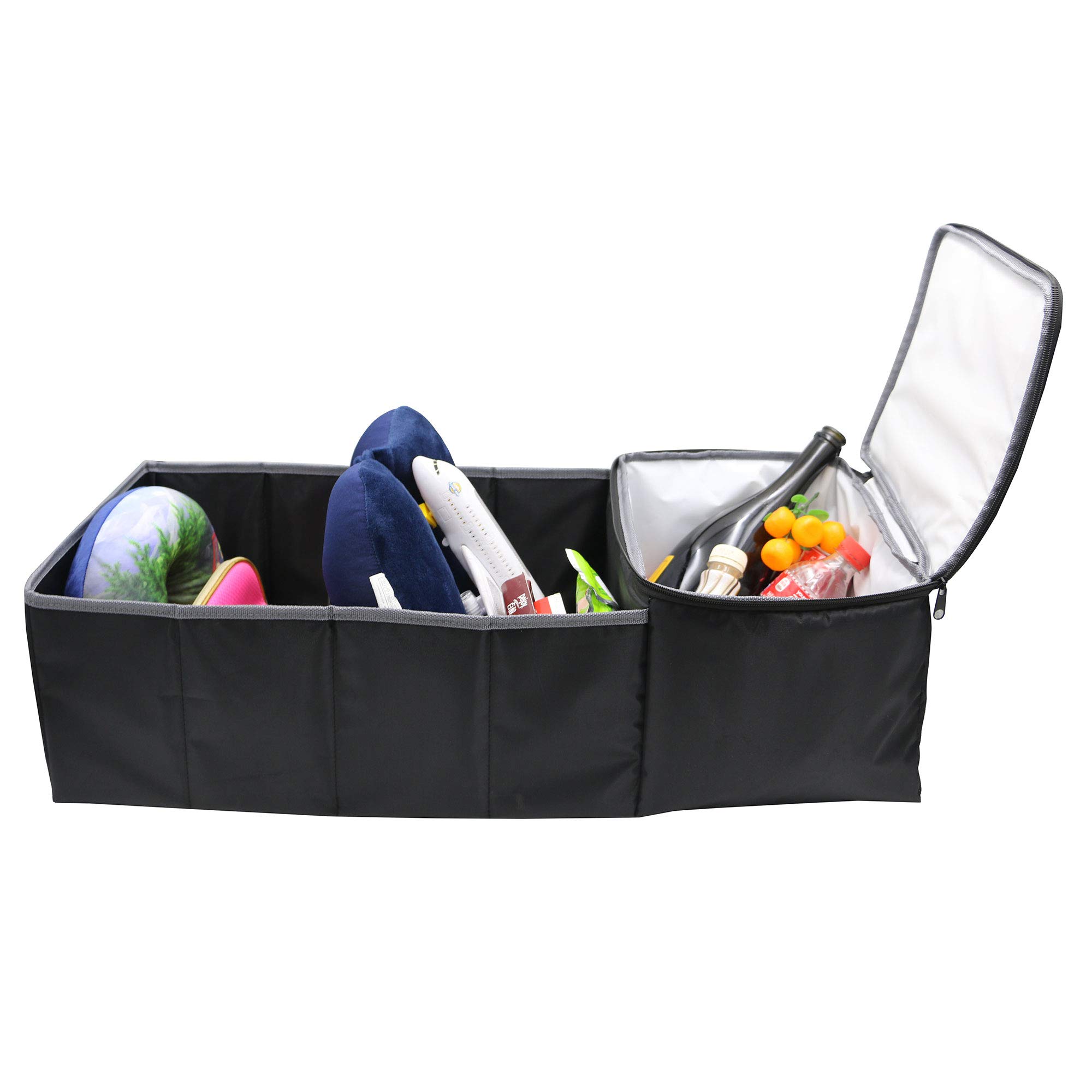 FH Group Multi-Compartment Car Trunk Cargo Organizer with Cooler for Picnics, Camping and Tailgating (Gray/Black)