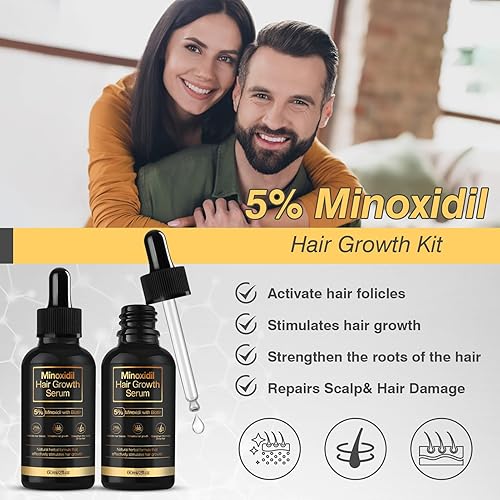 Miniatura 7 de 5% de crecimiento del cabello de minoxidil para hombres y mujeres, suero de crecimiento del cabello de minoxidil, promueve el crecimiento del
