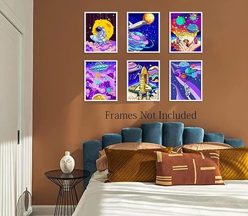 Miniatura 2 de Pósters espaciales de astronauta, póster de arte de pared espacial de dibujos animados, arte de moda de lienzo de astronauta, arte de pared