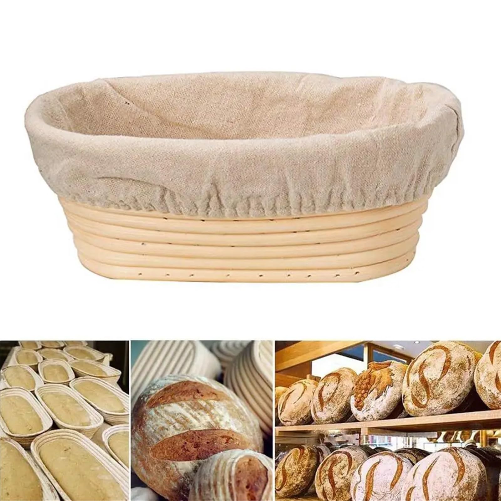 Cesta Para Fermentar Pan Cestas de prueba de pan de mimbre ovaladas de 7 tamaños, cesta de mimbre for fermentación, suministros de cocina(35x14x75mm)