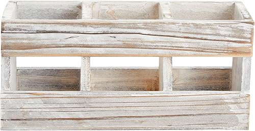 Miniatura 9 de Juvale Farmhouse Decor - Portalápices y organizador de escritorio con 3 compartimentos, 9.5 x 4.25 x 4 pulgadas, acabado rústico de madera de cedro,