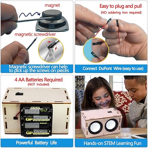 Miniatura 6 de CYOEST Kit de caja de altavoces Bluetooth DIY amplificador de sonido electrónico - Construye tu propia caja de madera portátil con sonido de altavoz