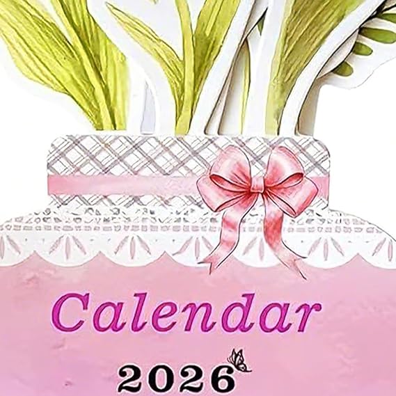 2026 Calendar Flower Monthly Weekly Planner | Aesthetic Flower Desktop Calendar Planner for Home School Classroom Teacher Student Appointment Agenda Academic Planning