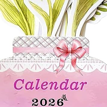 2026 Calendar Flower Monthly Weekly Planner | Aesthetic Flower Desktop Calendar Planner for Home School Classroom Teacher Student Appointment Agenda Academic Planning