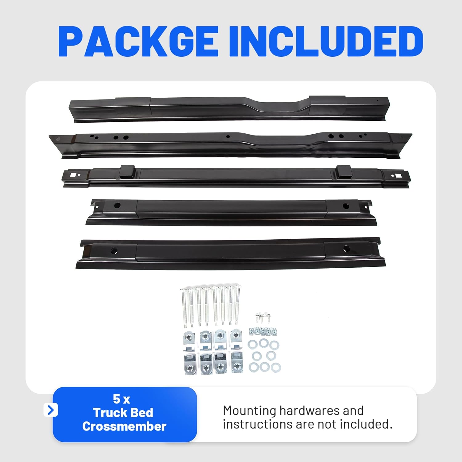 ECOTRIC Long Truck Bed Crossmember Compatible with 1999-2018 F250 F350 F450 8 FT Bed Floor Crossmember Support Kit Steel Replace for BC3Z9911215A YC3Z9911215BA