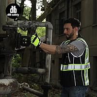Vista 22 de Dib Safety - Chaleco reflectante amarillo de malla, chaleco de alta visibilidad con bolsillos y cremallera, clase 2 ANSI de alta resistencia, hecho