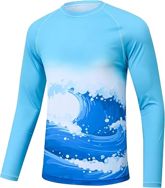 Satankud Mens UPF50+ Rash Guard Swim Shirts Short/Long Sleeve Sun Protection Hawaiian Shirt Beach Water Swimwear Loose Fit