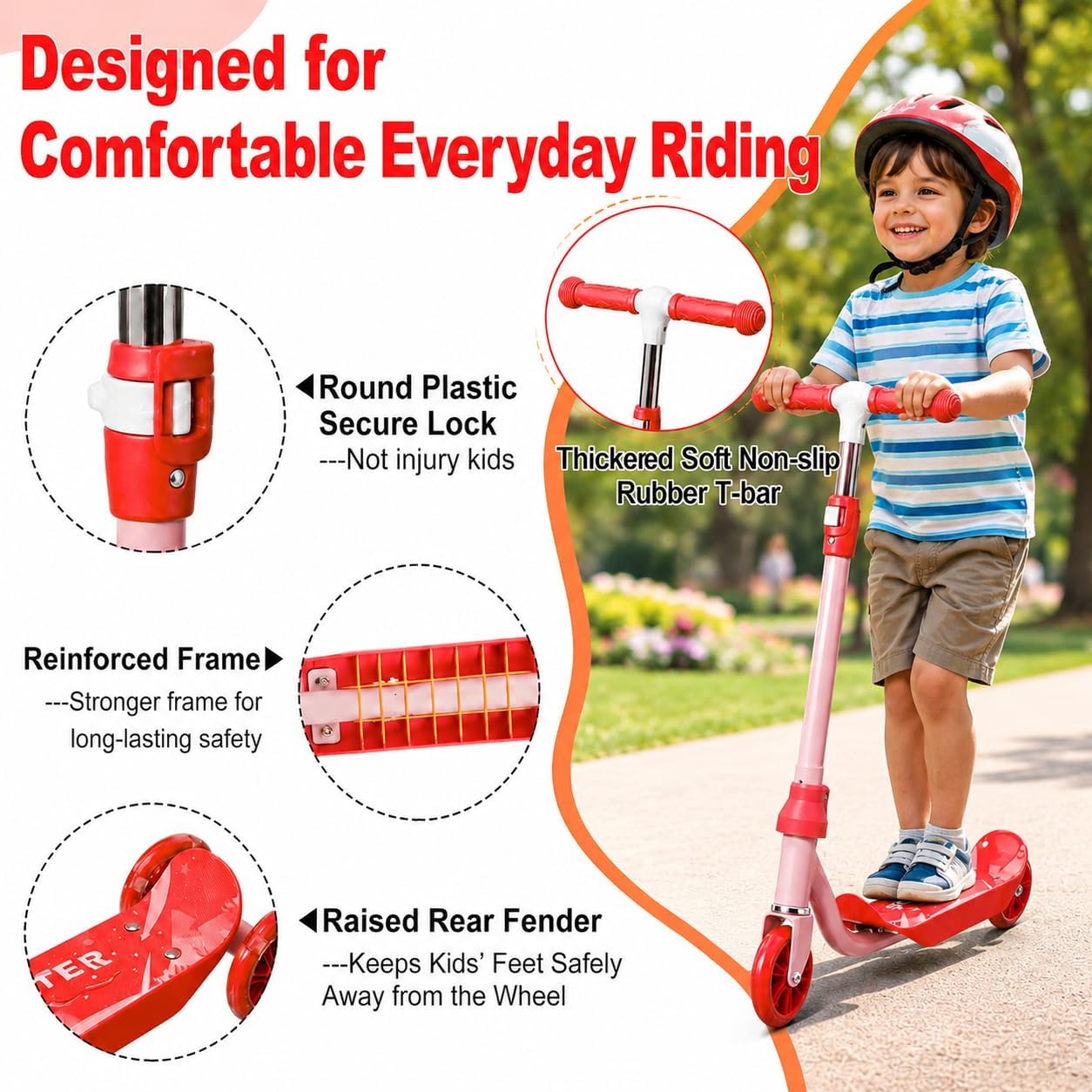 Kids Scooter Ages 3-7 - Three Wheel Preschool Toddler Kick Scooters,Safer Steering,Light Up Wheels, Adjustable Handlebar, Wide Anti-Slip Deck, Birthday for Boys Girls - Blue