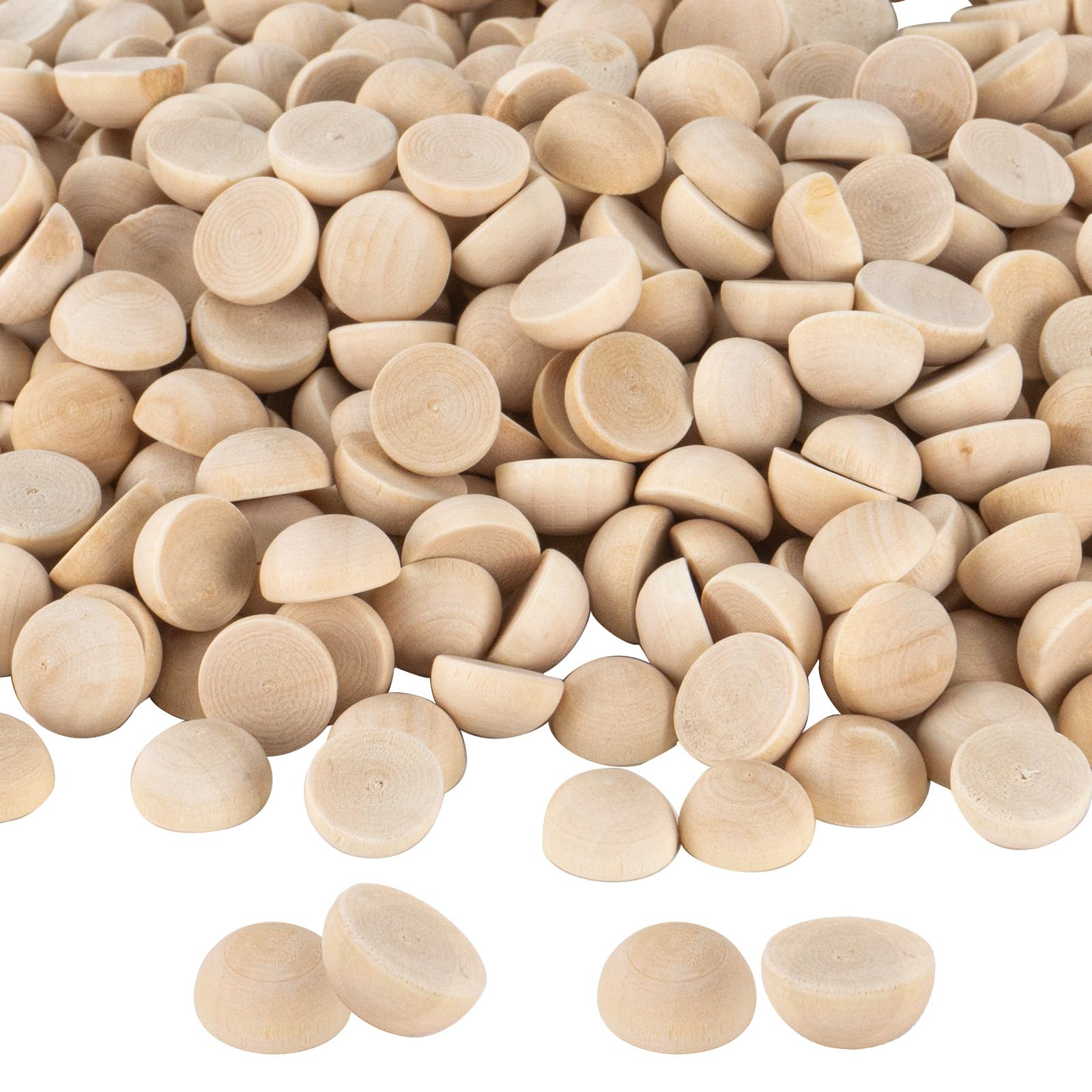 1/2 inch Half Wooden Balls, 500PCS Unfinished Round Wood Half Sphere Balls, 12mm Small Natural Wooden Half Split Balls for Crafts and DIY Decorative