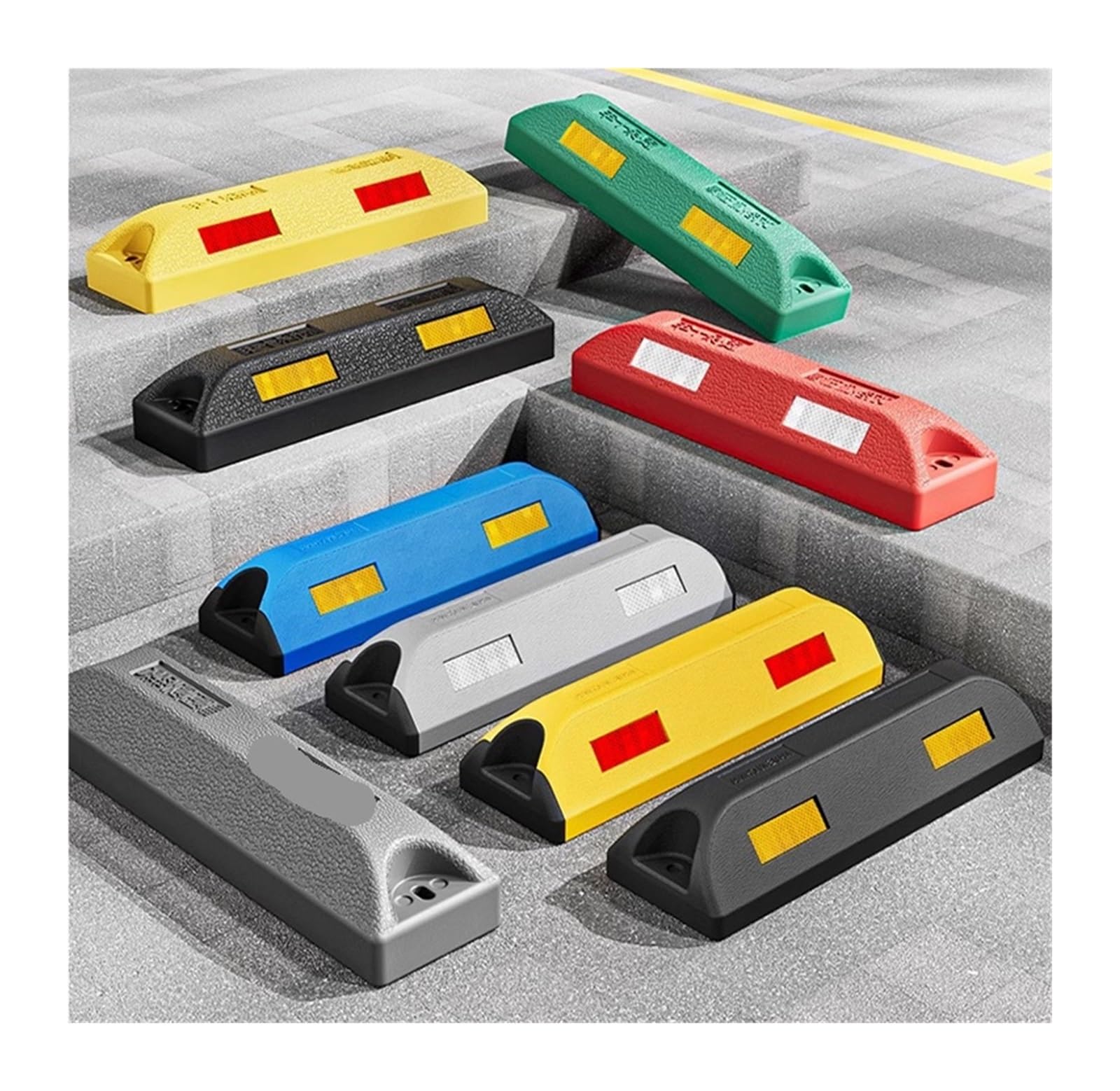 calzos para ruedas de coche, Tope de goma for neumáticos vehículos, ideal for garajes y entradas, multicolor(Blue)