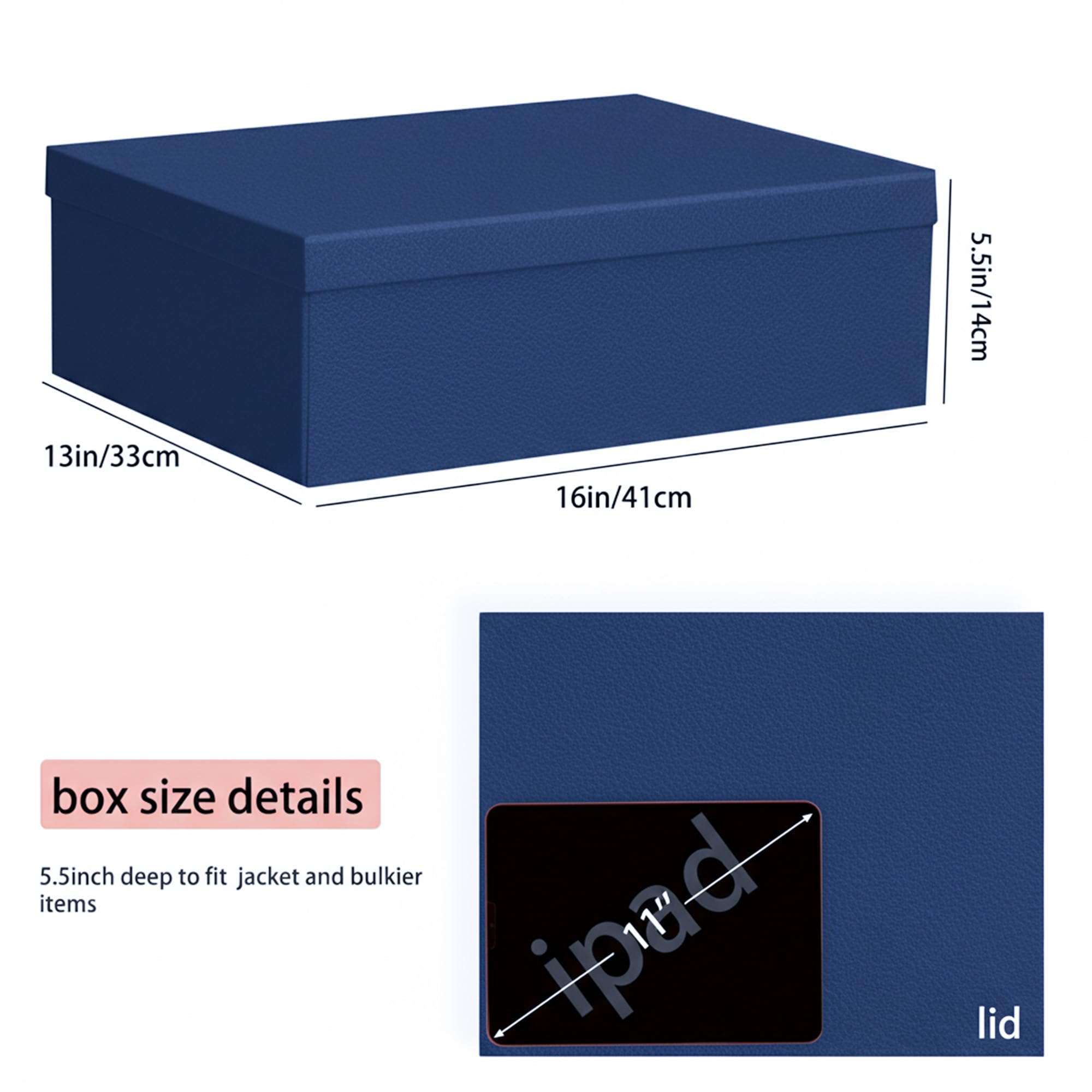 Rinrda Extra Large Gift Box 16.5x13x5.5 inches,Blue Gift Boxes with Lids for Presents,Perfect for Birthday,Valentine's Day,Christmas,Anniversaries,Contains Card,Ribbon,Shredded Paper Filler.