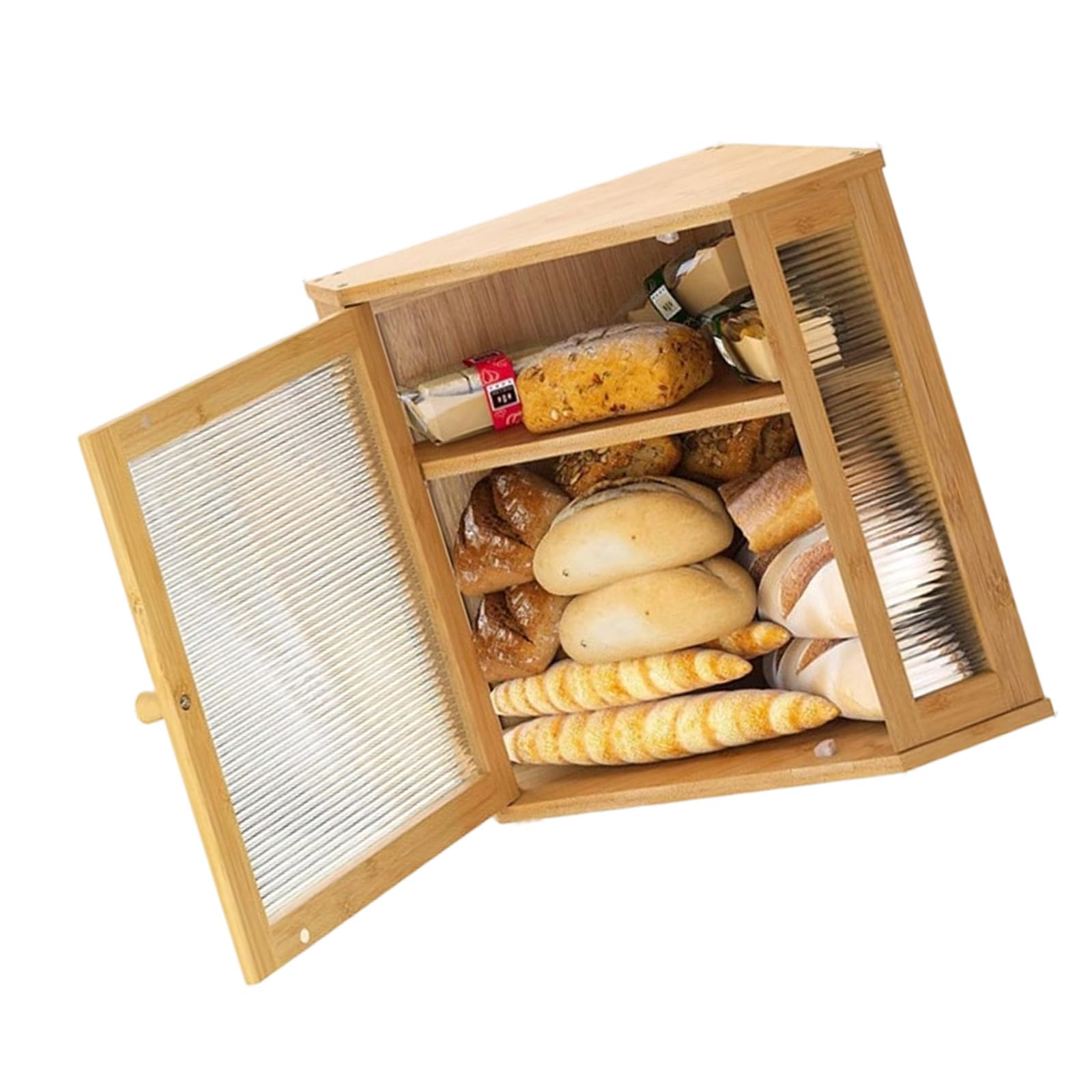 Nucelit Compact Two Compartment Bread Storage with Proof Finish and Opening Clear Bread Storage Bin