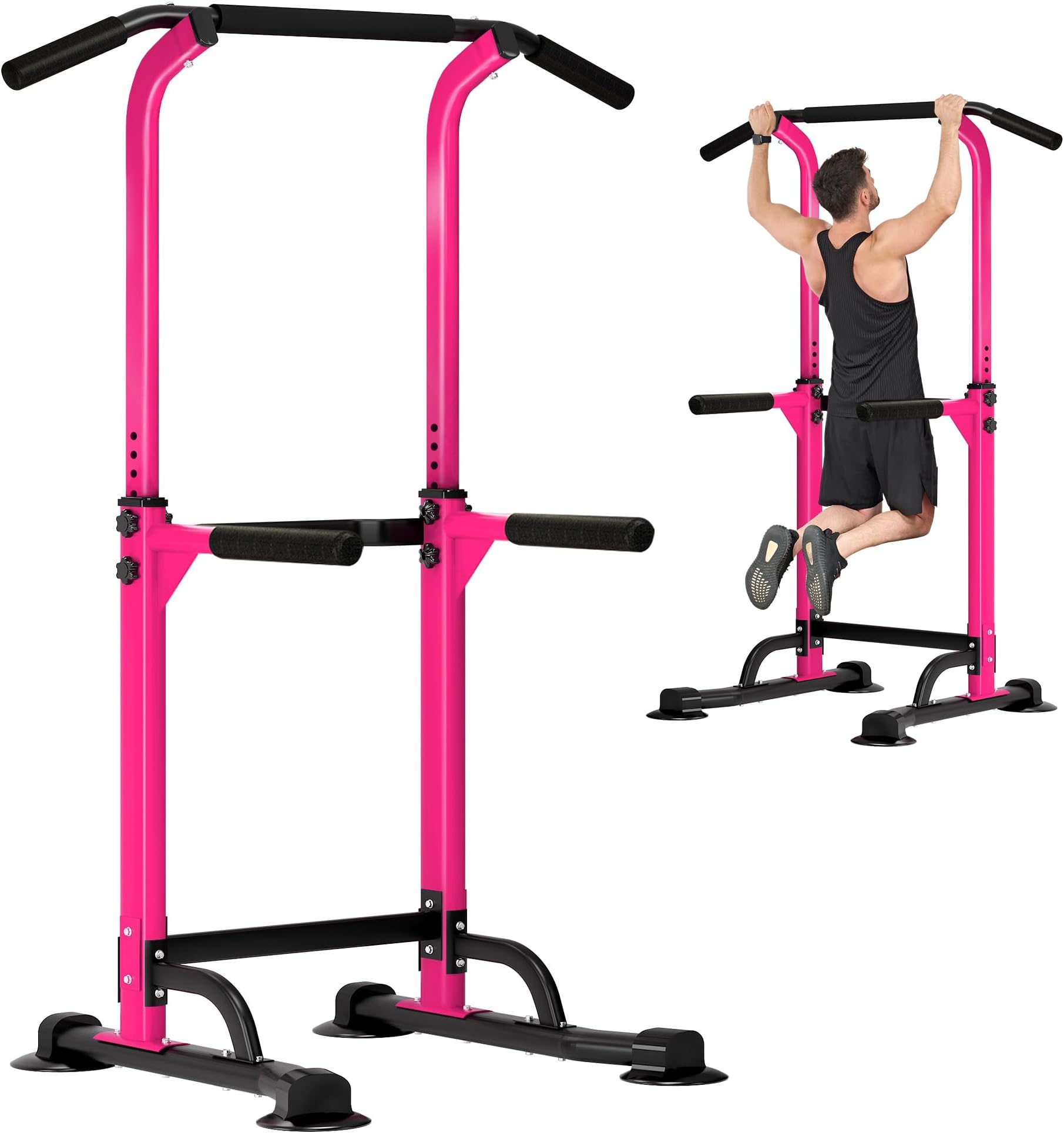 DlandHome Power Tower Pull Up Dip Station Multi-Function Fitness Equipment for Strength Training Adjustable Height Dip Stand for Home Gym
