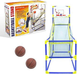 Global Gizmos 55639 Arcade Basketballkorb/Indoor/Outdoor/Einfache Montage / 2 Bälle & Pumpe enthalten/Kinderspiele / 86cm x 46cm x 139cm