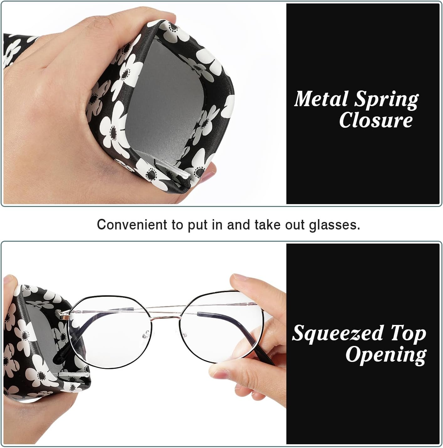 MoKo Squeeze Top Glasses Pouch, Portable Leather Soft Sunglasses Case Anti-Scratch Eyeglasses Bag Goggles Sleeve - Image 3