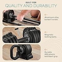 Vista 7 de Lifepro Adjustable Dumbbells Set – 15lb, 25lb Pair or 43lb, 55lb & 90lb Single – Quick Adjustment, Anti Slip Handle – Space Saving & Strength
