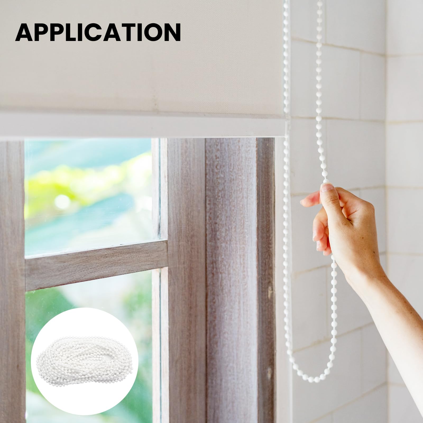 Corda Per Tende 10 Metri Con Connettori - Ricambio Per Tende A Rullo E Verticali, Catena Bianca