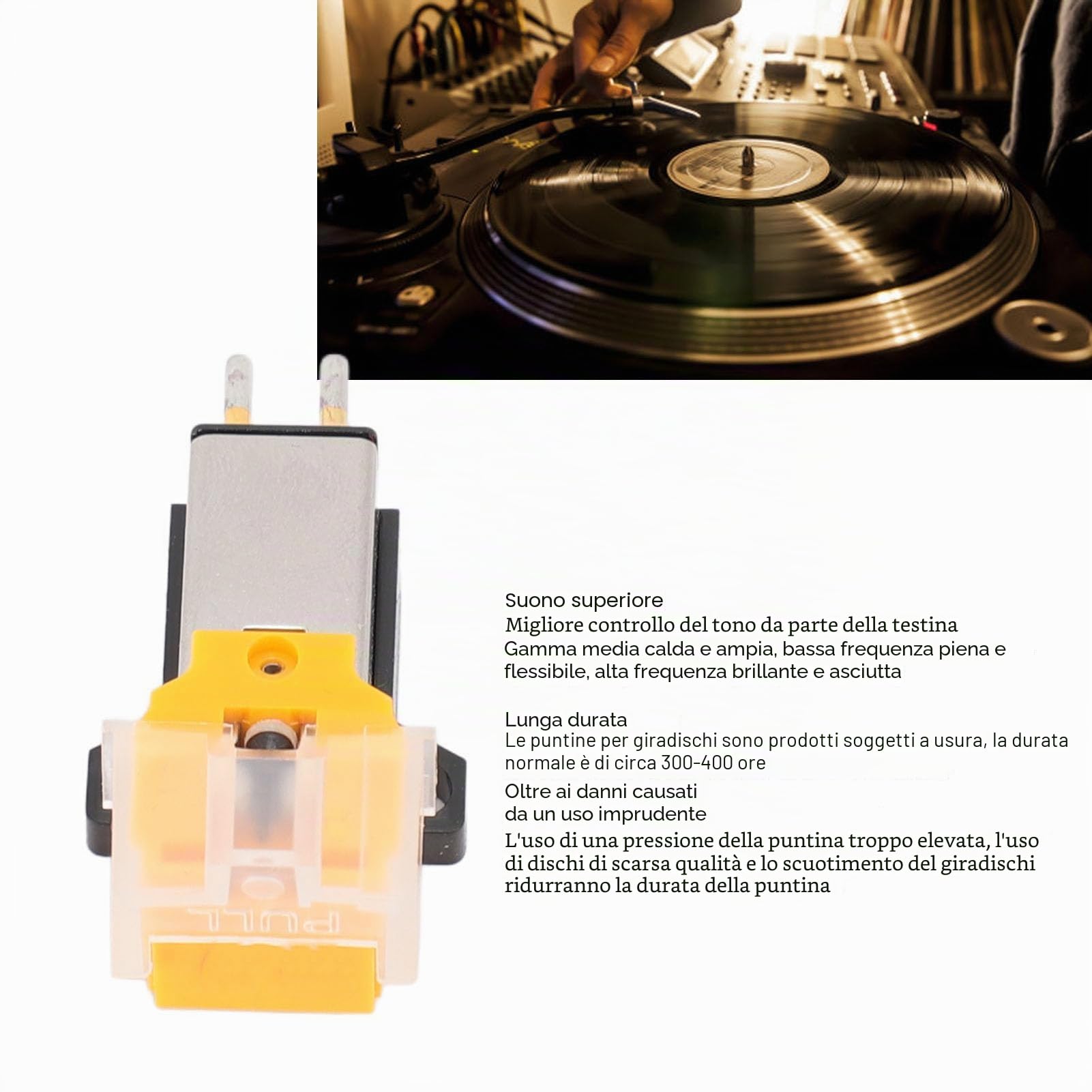 Stilo per Cartuccia Magnetica, Cartuccia per Giradischi a Magnete Mobile AT91 Sostitutiva per Giradischi, Cartuccia Ad Alta Precisione