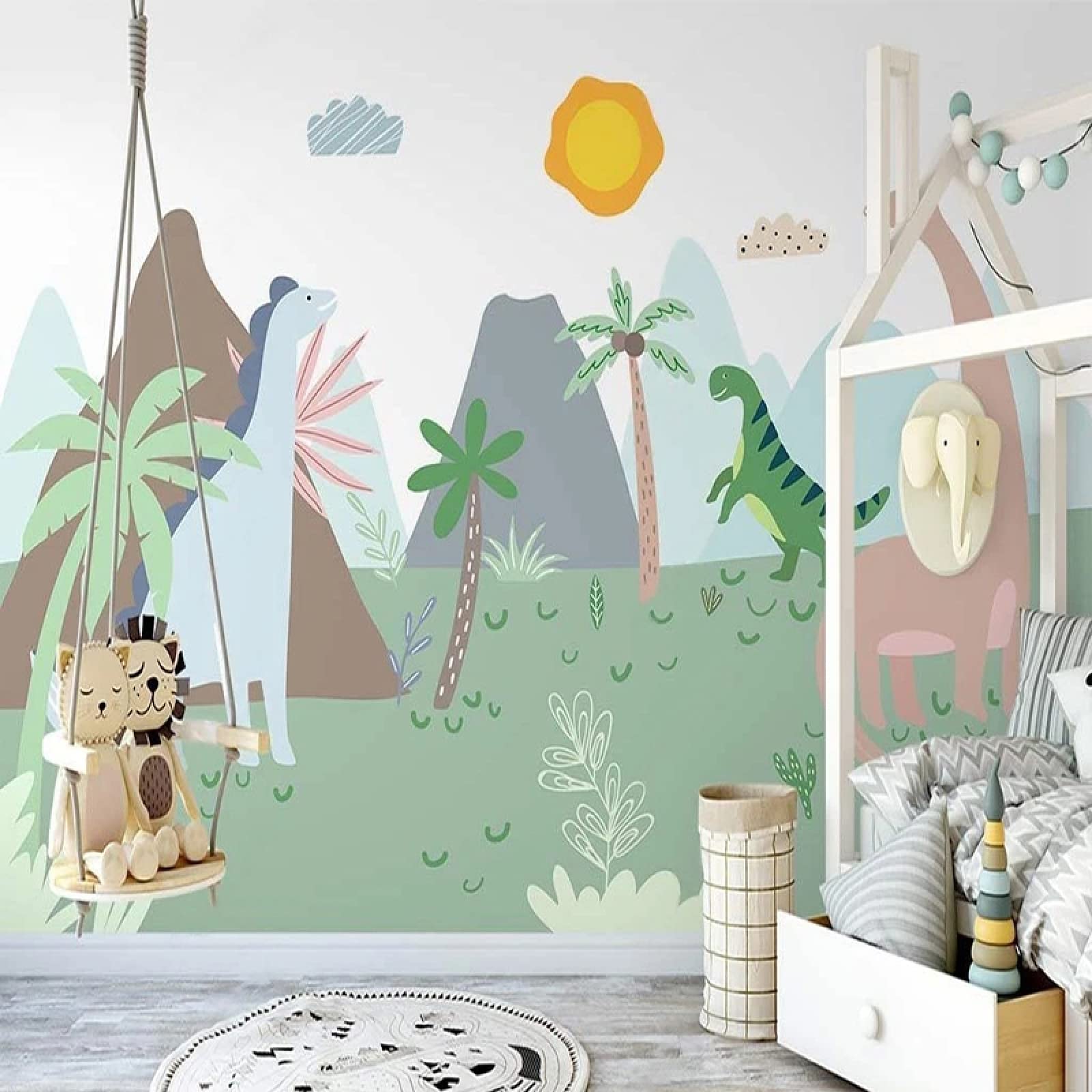 Photo personnalisée fond d'écran 3D dinosaure murale enfant 140x100