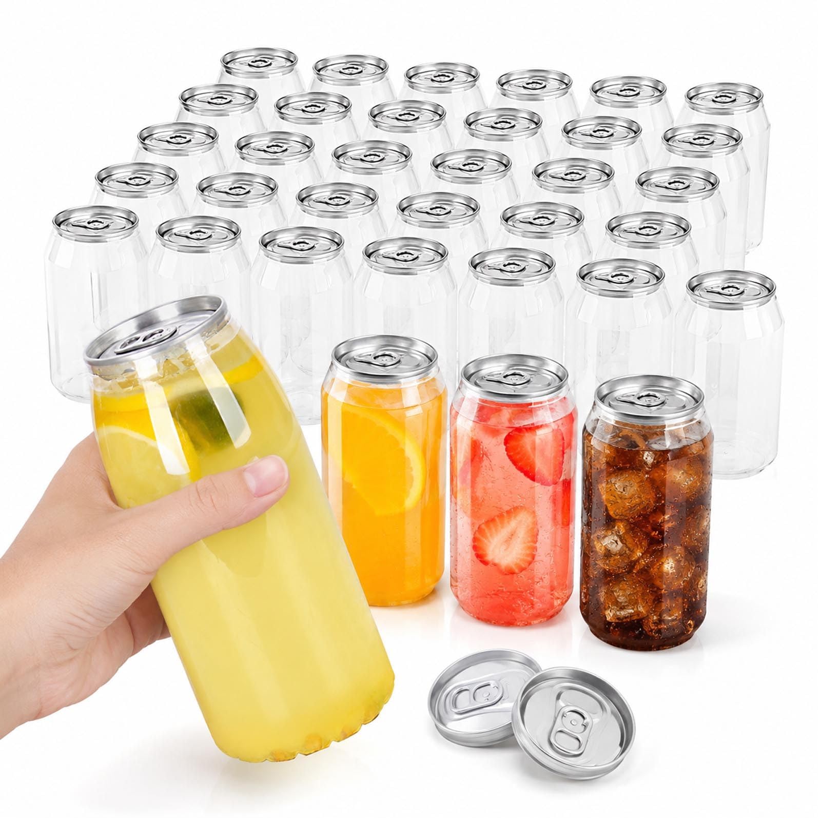 menglanchang 200 Gobelets Pet Alimentaire RéUtilisables Avec Couvercles – Smoothies, ThéS & Boissons Froides EasyPullLid-650ml