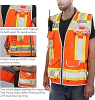 Vista 38 de Dib Safety - Chaleco reflectante amarillo de malla, chaleco de alta visibilidad con bolsillos y cremallera, clase 2 ANSI de alta resistencia, hecho