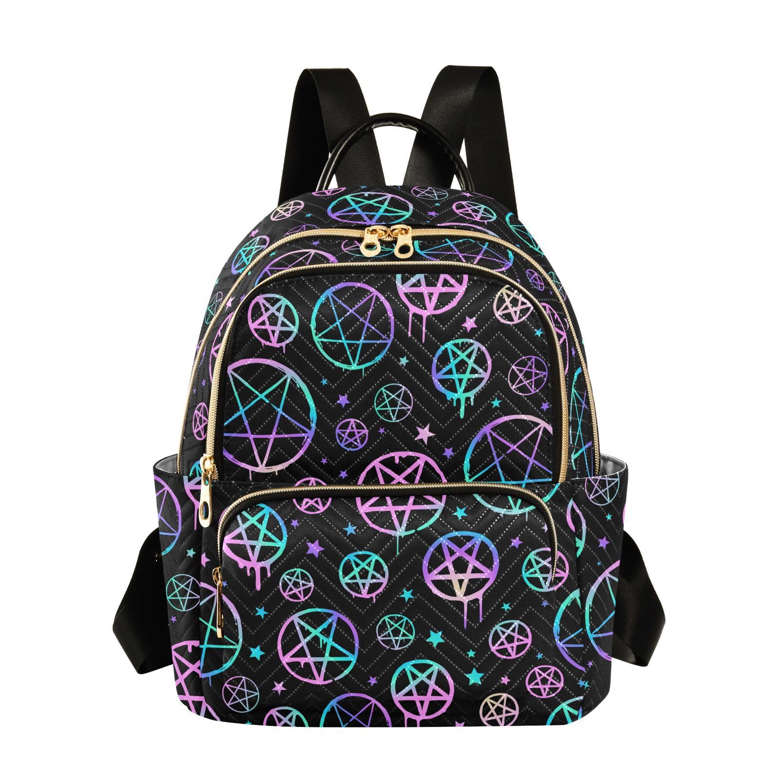 Women Mini Backpack Bright Pentagrams Fashion Purse,S