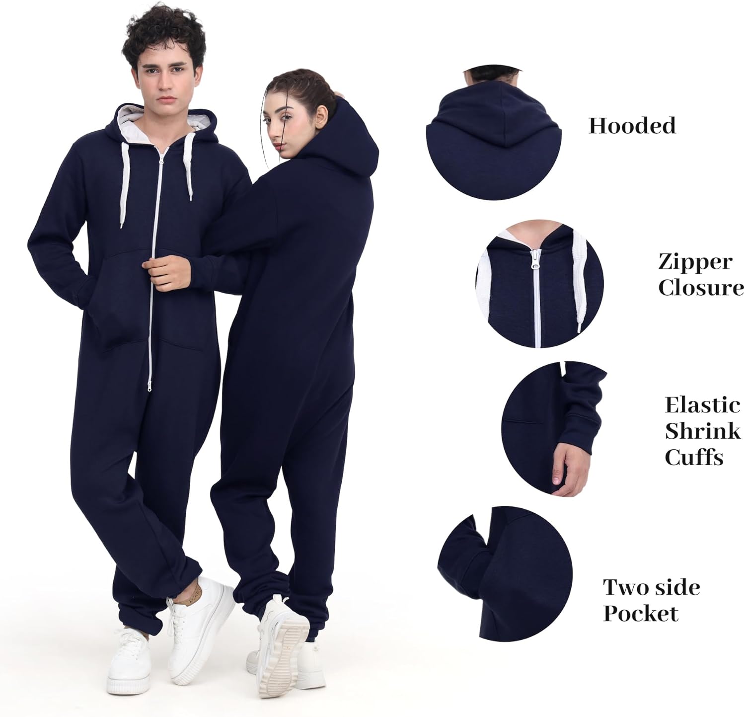 Adult Onesie Pajama for Men & Women | One Piece Hooded Jumpsuit, Ultra Soft Fleece | Loungewear, Sportwear - Image 4