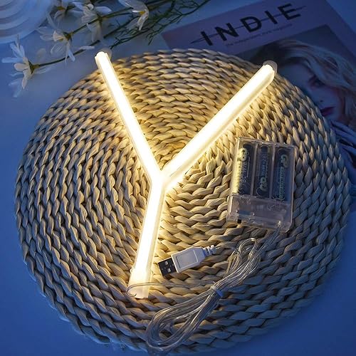 Miniatura 2 de ENUOLI Letrero de neón blanco cálido del alfabeto, luces de noche, letras LED alimentadas por USB, luces decorativas de neón, decoración de pared,