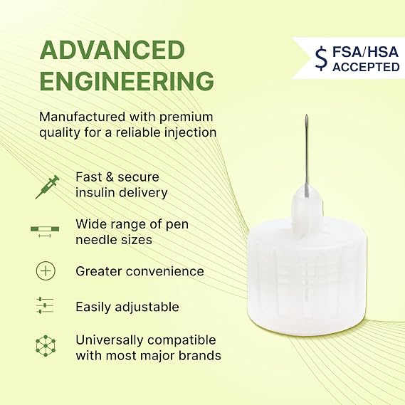 Droplet Pen Needles, 32G 4mm, Diabetic Needles for Insulin Injections, 100ct Box, Compatible with Most Pen Injectors
