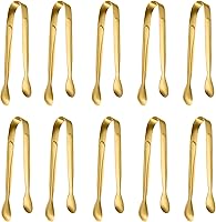 Vista 1 de Paquete de 10 pinzas pequeñas de hielo para azúcar, mini pinzas de acero inoxidable para servir aperitivos, para fiestas, café, té, vino, cocina