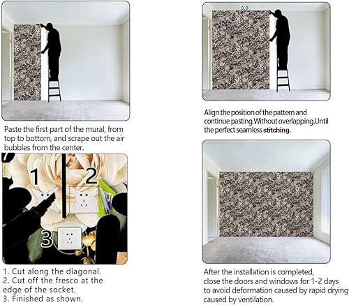 Miniatura 4 de Papel tapiz adhesivo para despegar y pegar, papel tapiz gótico para cocina, decoración de pared, decoración de pared, fácil de limpiar (ancho) 48