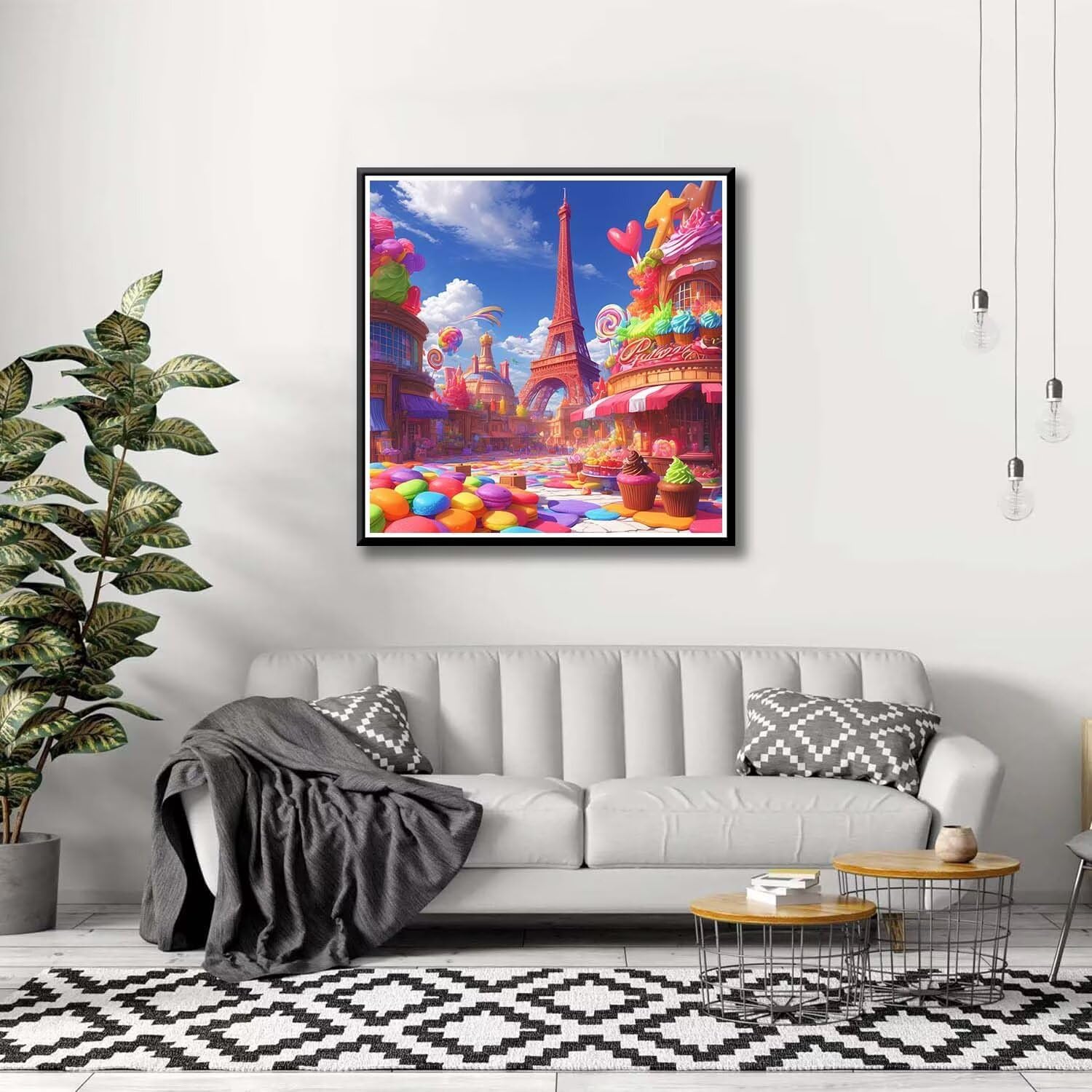 ダイヤモンドアート 風景 90x90cm 丸型 いビーズ ダイヤモンドペインティング アートセット 全面貼り付けタイプ ビーズアート