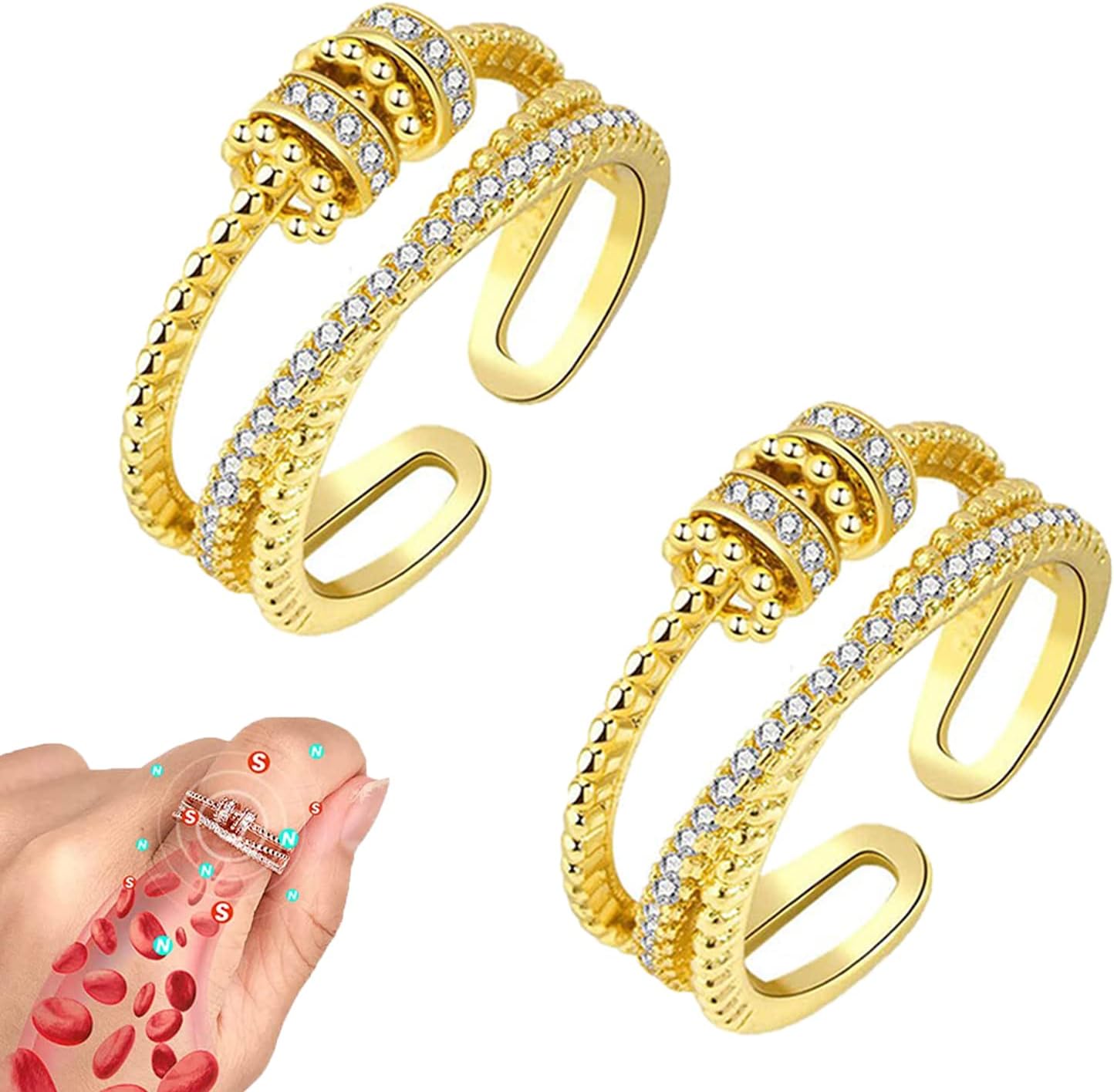 JANSIO Threanic TripleSpin Ring,JANSIO Ring for Weight