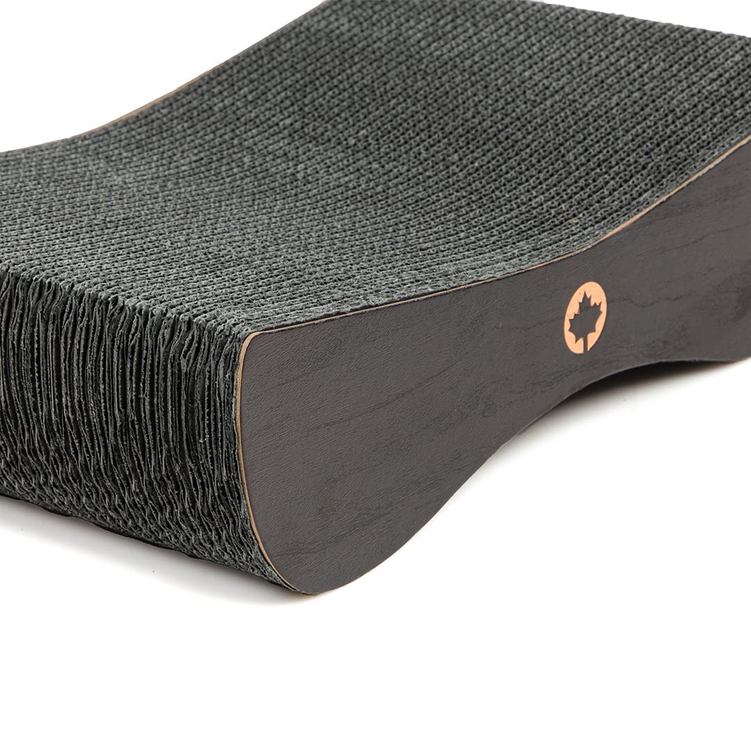 CanadianCat Company Rascador Satellite SMALL | Black Edition | Rascador para gatos en negro | Cartón rascador + hierba gatera | aprox. 37 x 10 x 23 cm