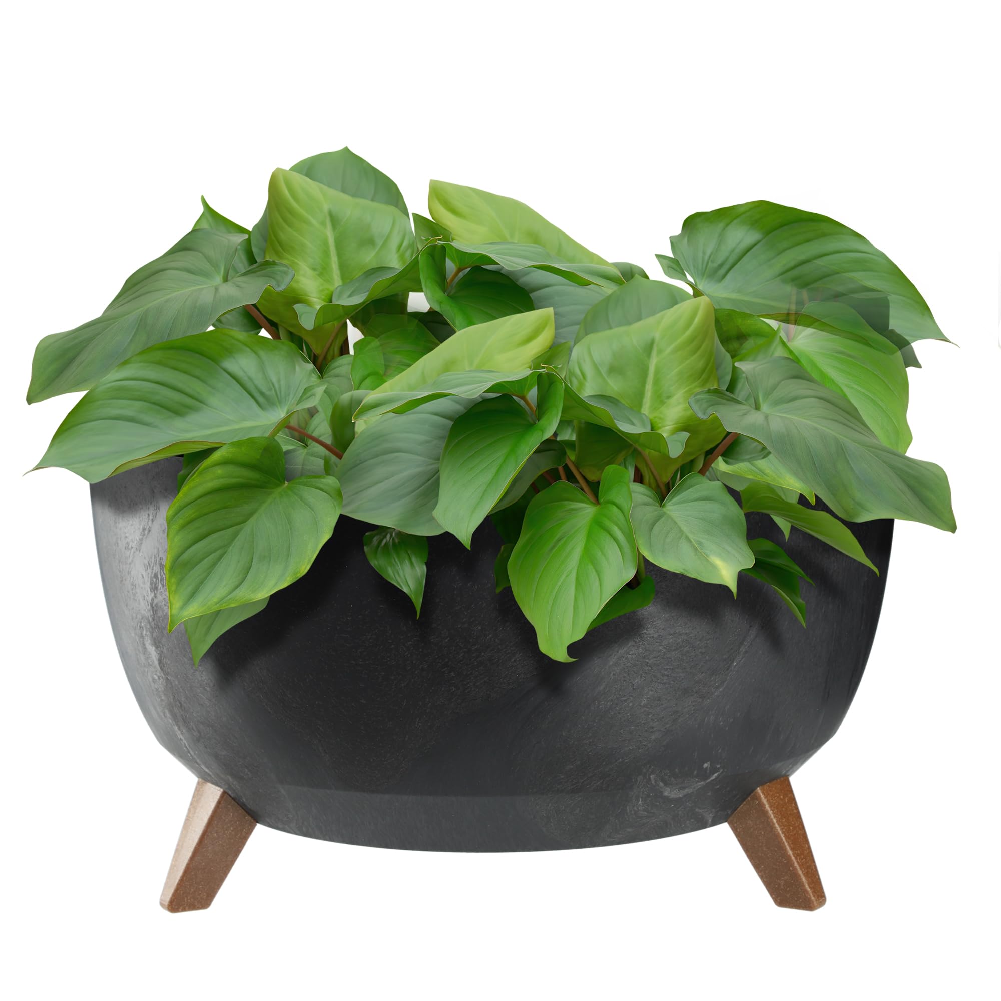 KADAX Plastic Flower Pot with Three Stands, Round Flower Bowl, Flower Pot, Flower Pot, Flower Pot, Balcony, Living Room (39.5 cm, Anthracite) — view 23