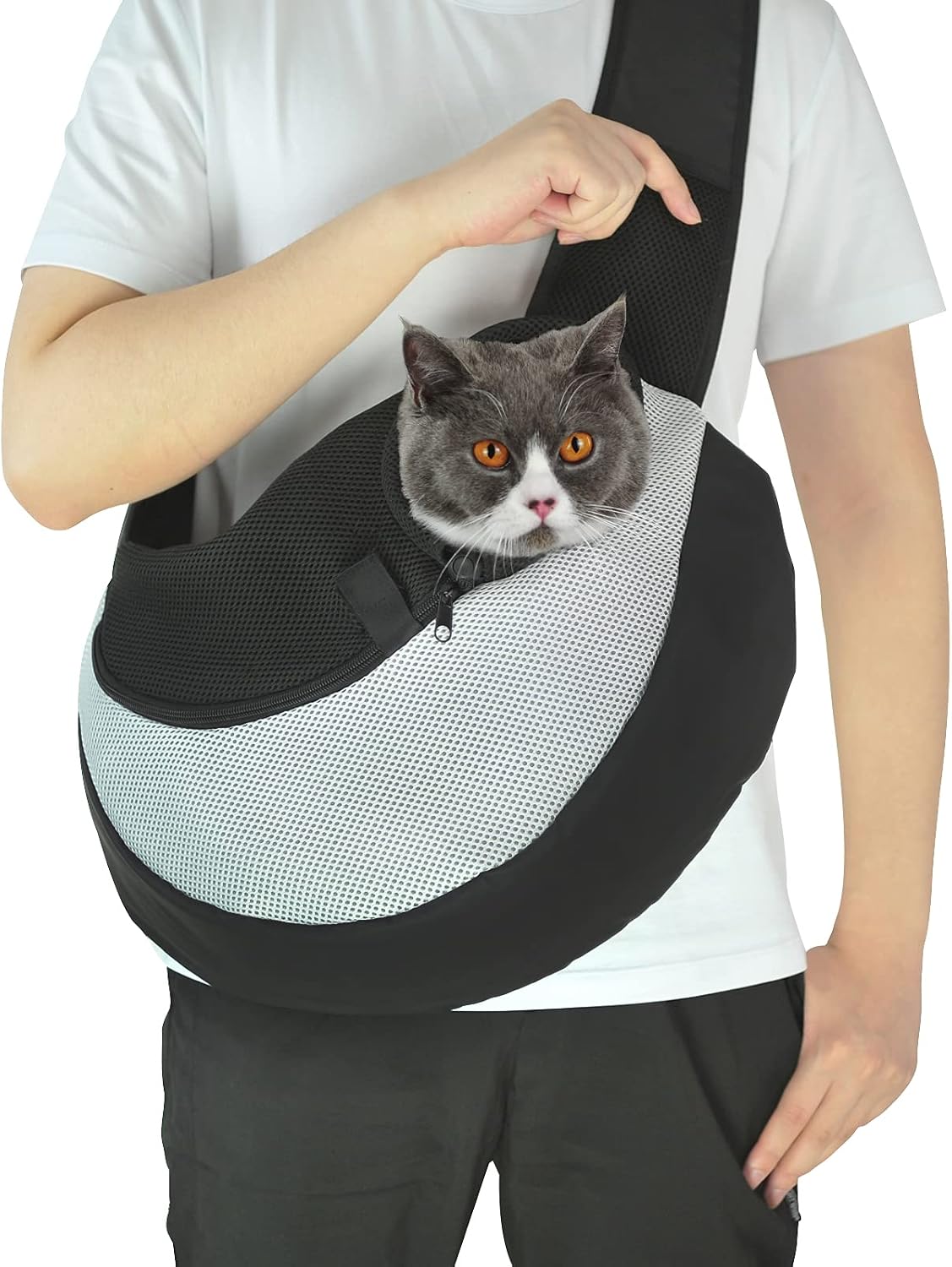 HPYMore Pet Dog Sling Carrier, Travel Safety Sling Bag with Adjustable Strap, Breathable Mesh Pet Carrier Bag for Small Dogs and Cats…
