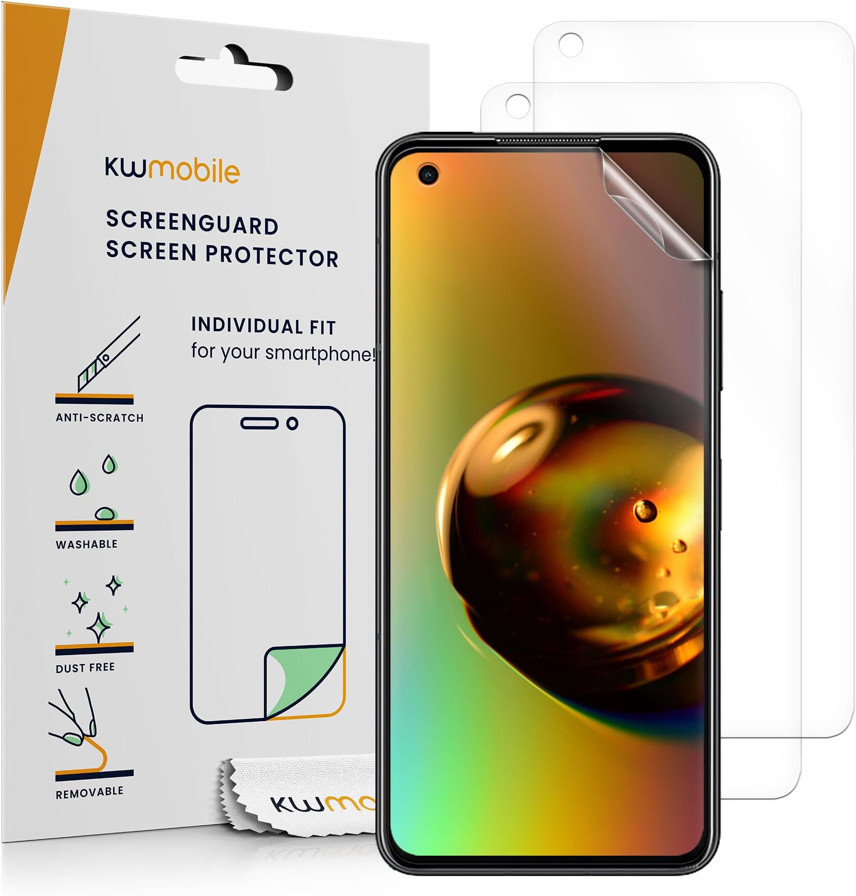 kwmobile Screen Protectors Compatible with Asus Zenfone 10 Screen Protector - 3X Ultra-Clear Transparent Phone Films