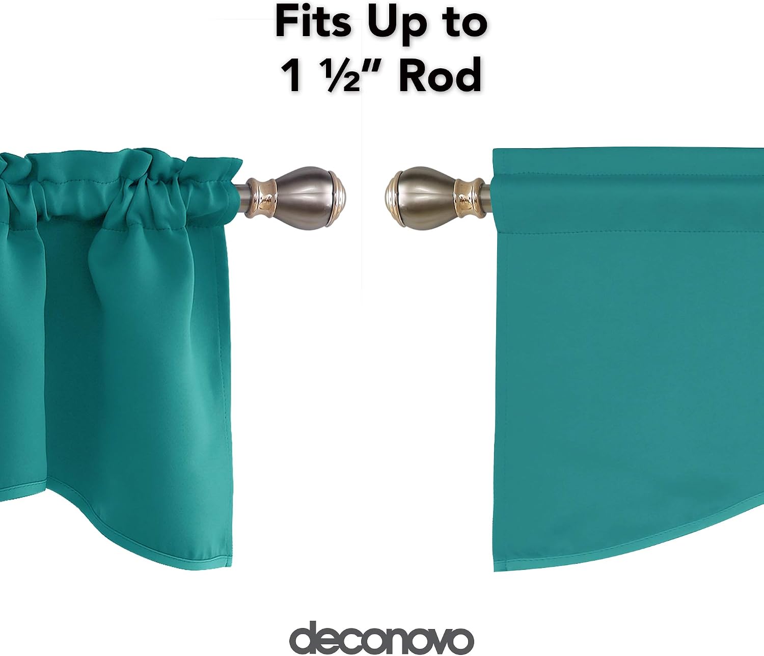 Deconovo Blackout Valances for Windows, Short Kitchen Valance, Rod Pocket Valance Curtains for Bathroom (52x18 Inch, Turquoise, 1 Panel)