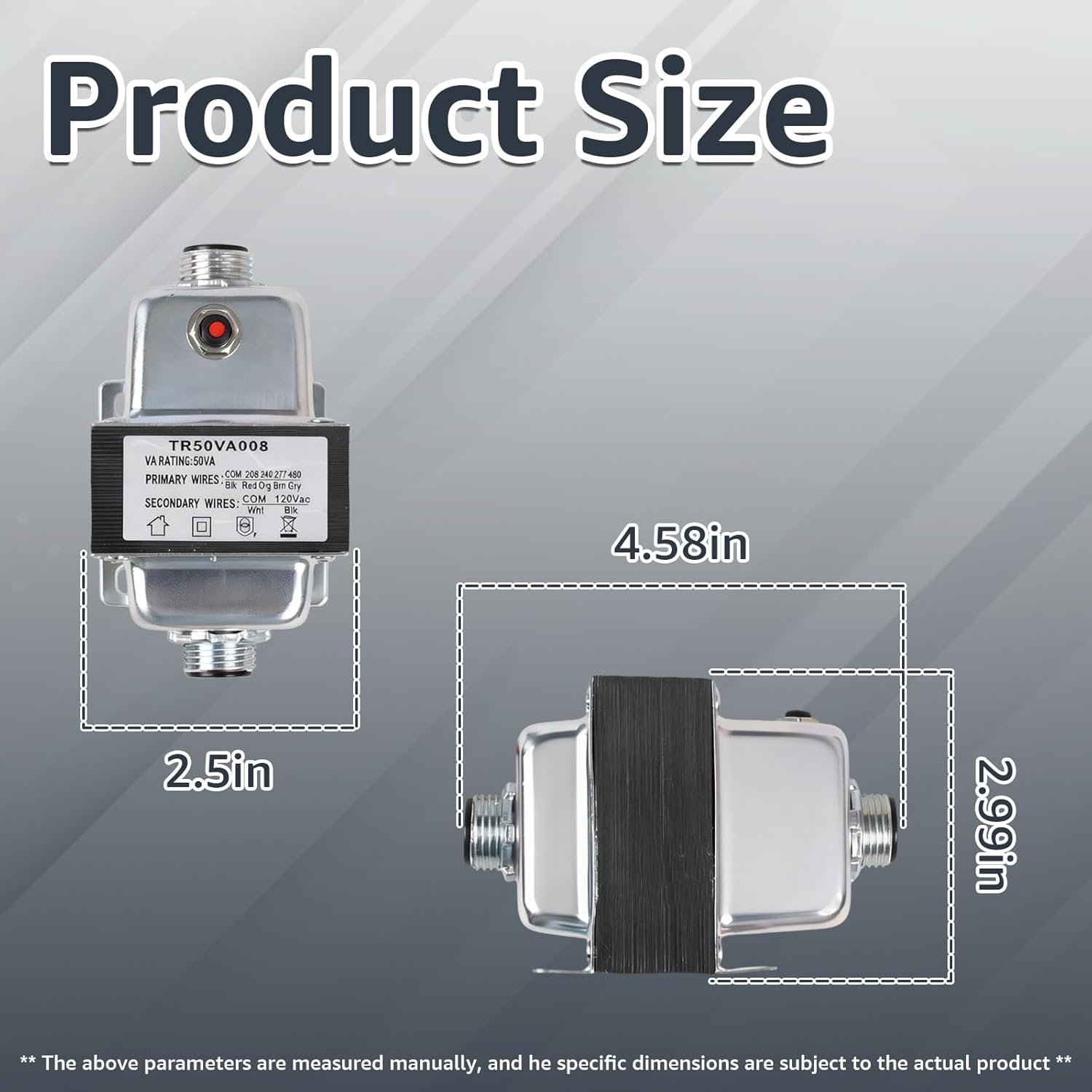 TR50VA008 Transformer 480/277/240/208V to 120V 50VA Transformer with Circuit Breaker Foot and Dual Threaded Hub Mount for Industrial, Heating, Air Conditioning Control Applications Replace TR50VA008