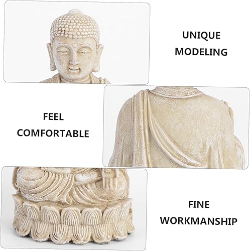 Miniatura 9 de EXCEART Estatua de Buda de resina realista en miniatura de meditación escultura de Buda Feng Shui accesorio para meditación y relajación
