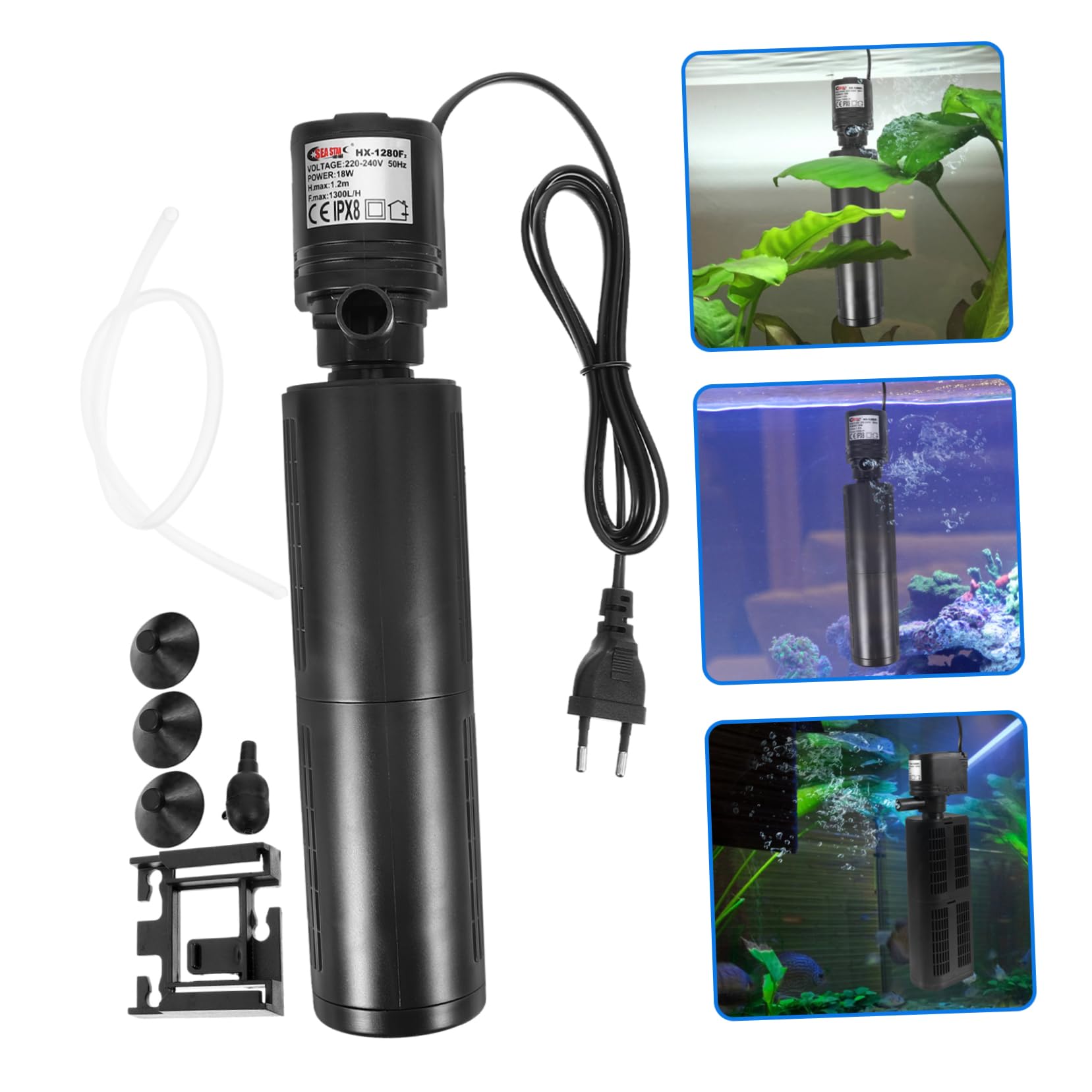 Beaupretty Filtros De Acuario De Circulación y Oxigenación Bomba De Agua Multifuncional para Peceras Compatible Sistemas De Agua Dulce y Salada Euro Estándar