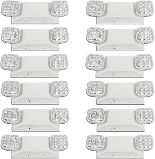 12 Pack Commercial LED Emergency Lights Fixture, Hardwired LED Emergency Light with Battery Backup Emergency Lights for Business, Two Adjustable Head Emergency Exit Sign Lighting, Wall Mount