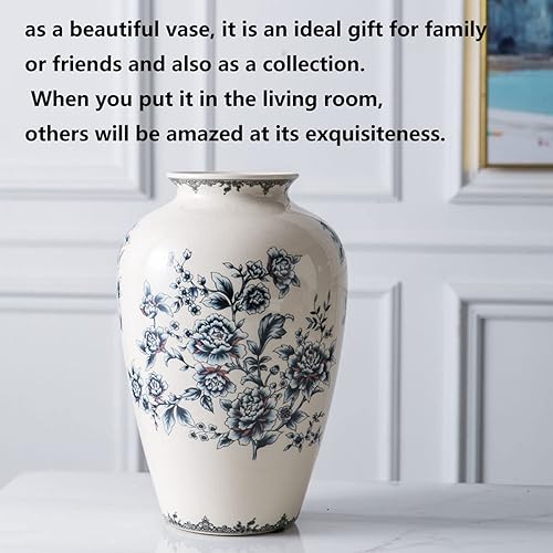 Miniatura 5 de Jarrón alto de piso chino de cerámica para decoración del hogar, florero japonés de 12 pulgadas, recipiente sofisticado para ramas decorativas y