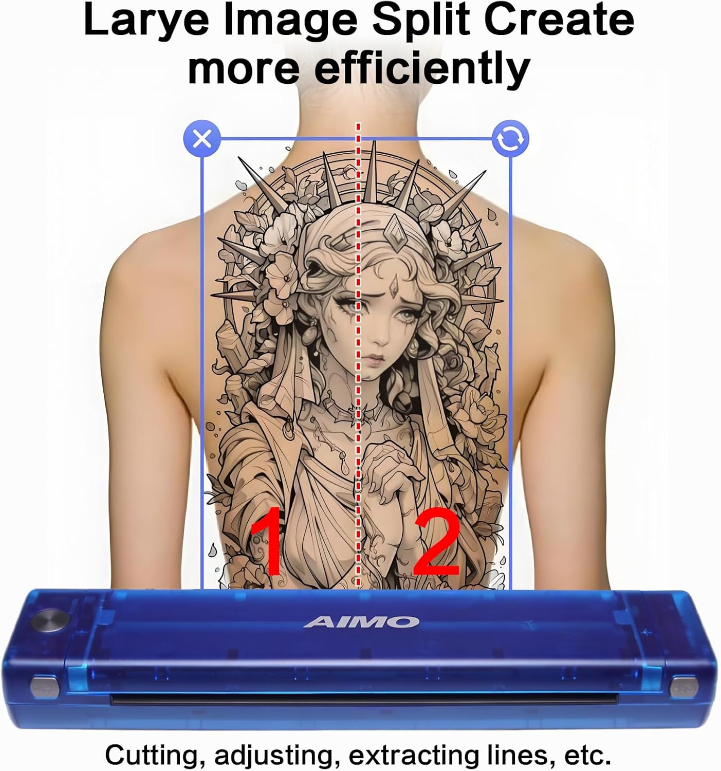 Wireless Tattoo Stencil Printer,Bluetooth Thermal Tattoo Transfer Machine for Long Image Printing,Compatible with Phone/ Tablet/ PC for Artists & Beginners,With 3000mm Transfer Paper