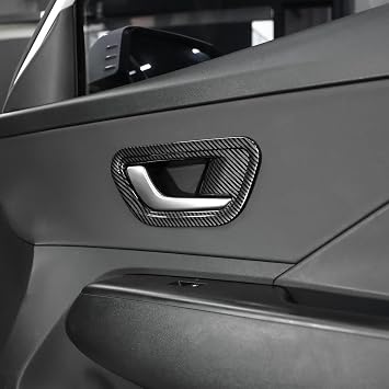 YOUTOOCAR 4PCS Inner Door Handle Bowl Trim Covers Compatible with Hyundai Kona 2024-2025 Accessories Carbon Fiber Pattern