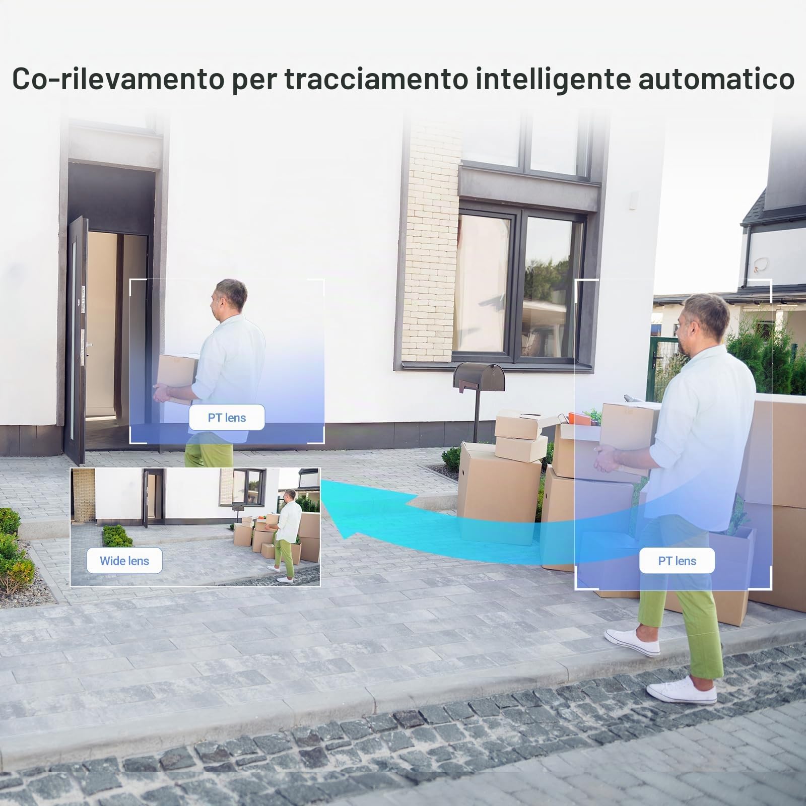 EZVIZ H9C 2K+2K Telecamera di Sorveglianza WiFi Esterna a Doppio Obiettivo, 360° PTZ, Tracciamento Automatico, Rilevamento di Forma Umana/Veicolo, Difesa Attiva, Visione Notturna a Colori 40M, Audio