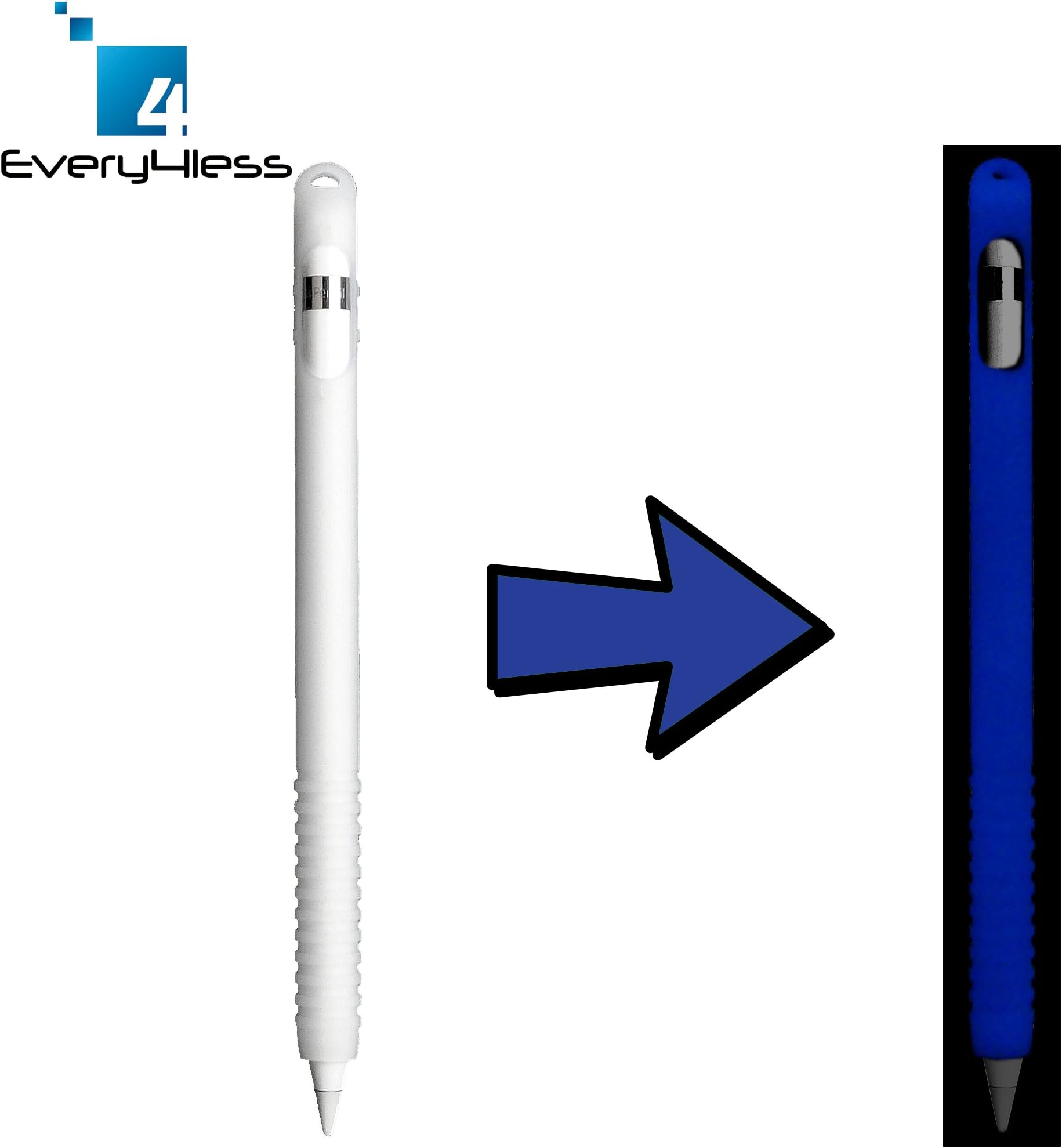 Apple Pencil Case - Sleeve Pouch Compatible with iPad Pro 9.7 and 12.9 inch - Apple Pencil Case Holder for Your Apple iPad Pro Pencil (Every4Less) (White Glows Blue)